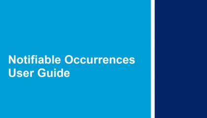 Notifiable Occurrences User Guide front cover