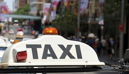 Image of the taxi sign on a vehicle