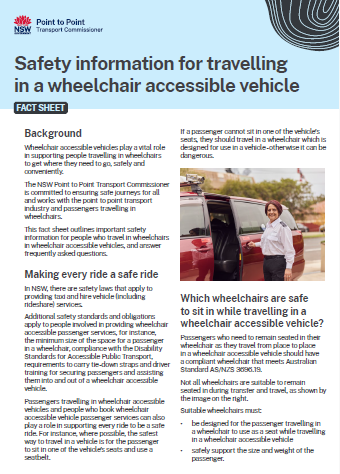 A thumbnail of the Safety information for travelling in a wheelchair accessible vehicle fact sheet
