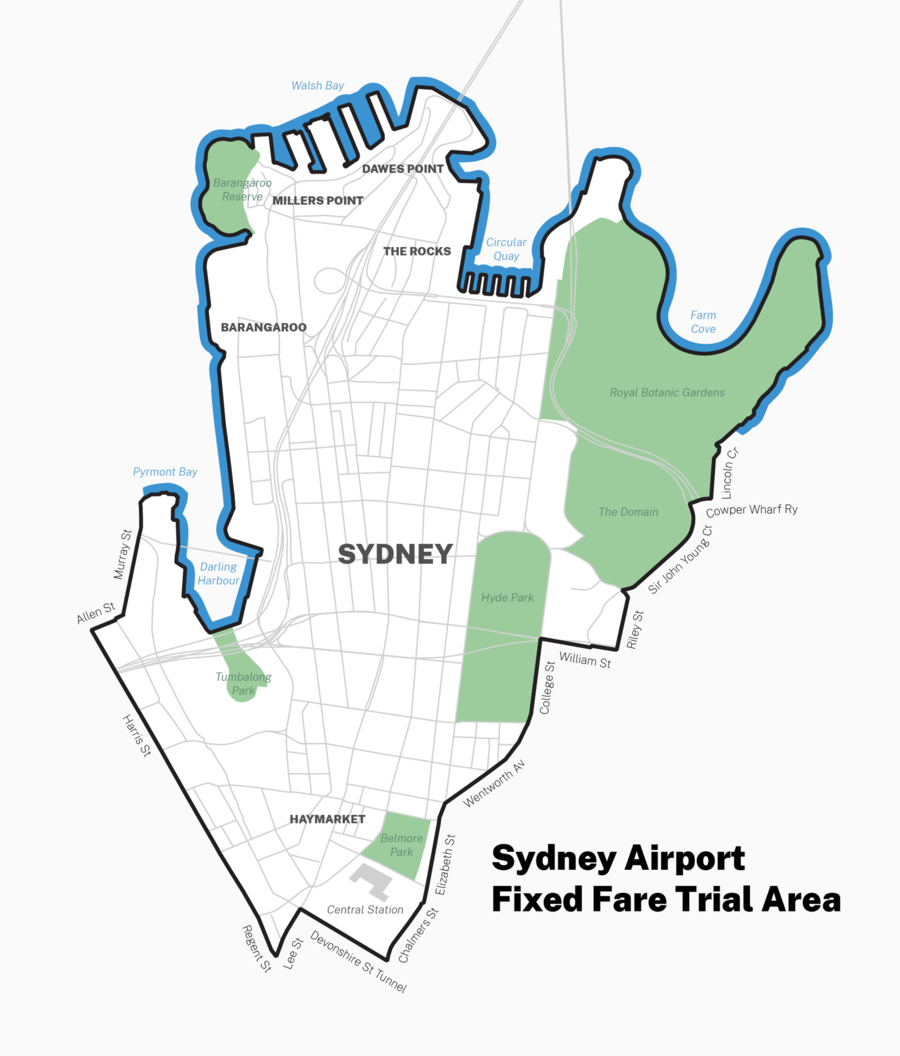 Fixed Fare Trial Area map