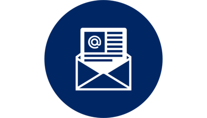 Blue and white news letter icon