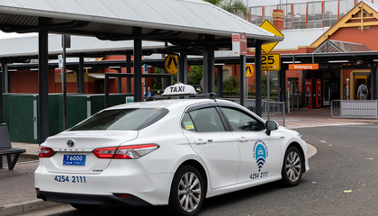 A taxi showing exterior signage