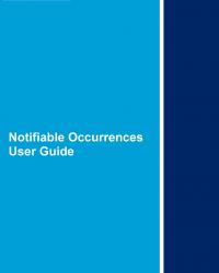 Notifiable Occurrences User Guide front cover