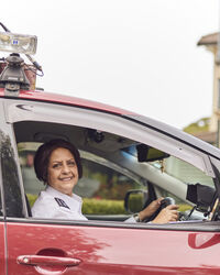 WAV driver in her car
