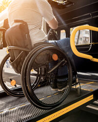 Passenger on loading ramp